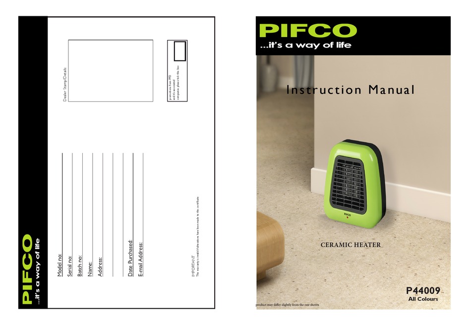 PIFCO P44009 INSTRUCTION MANUAL Pdf Download ManualsLib