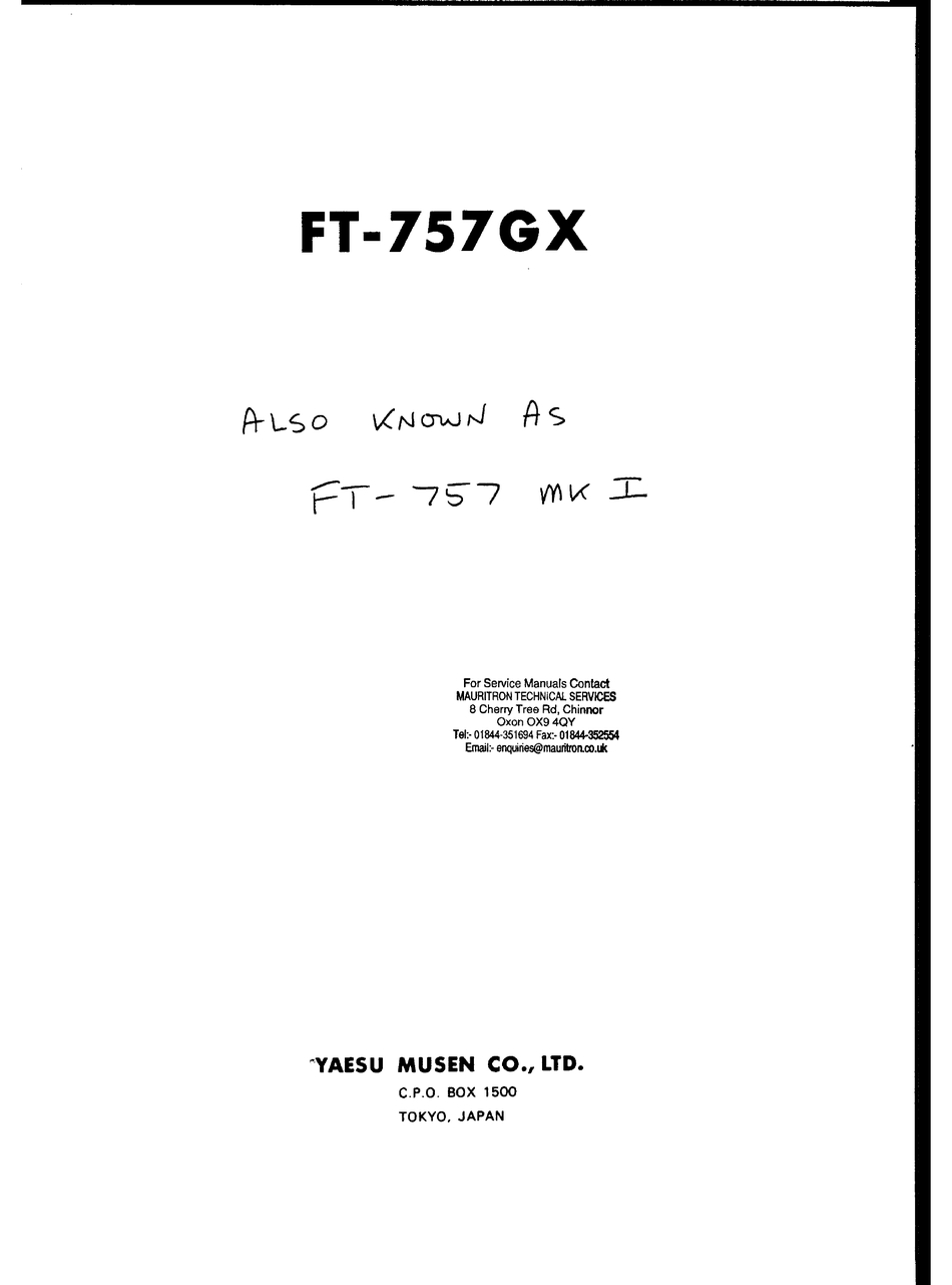 YAESU FT-757GX OPERATING MANUAL Pdf Download | ManualsLib