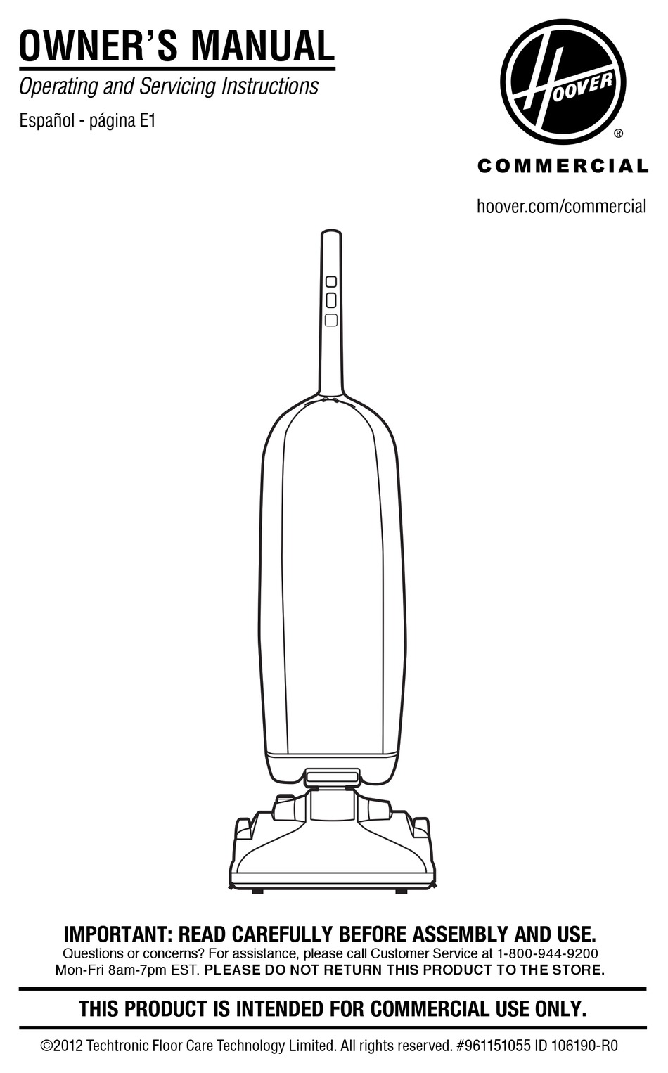 HOOVER CH50400 OWNER'S MANUAL Pdf Download ManualsLib