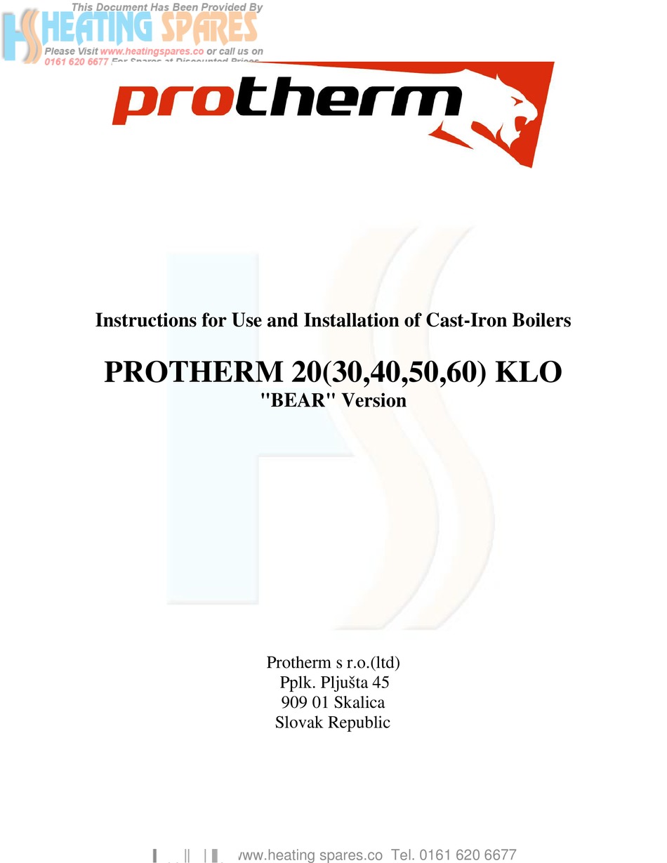 PROTHERM 20 KLO INSTRUCTIONS FOR USE AND INSTALLATION Pdf Download ...