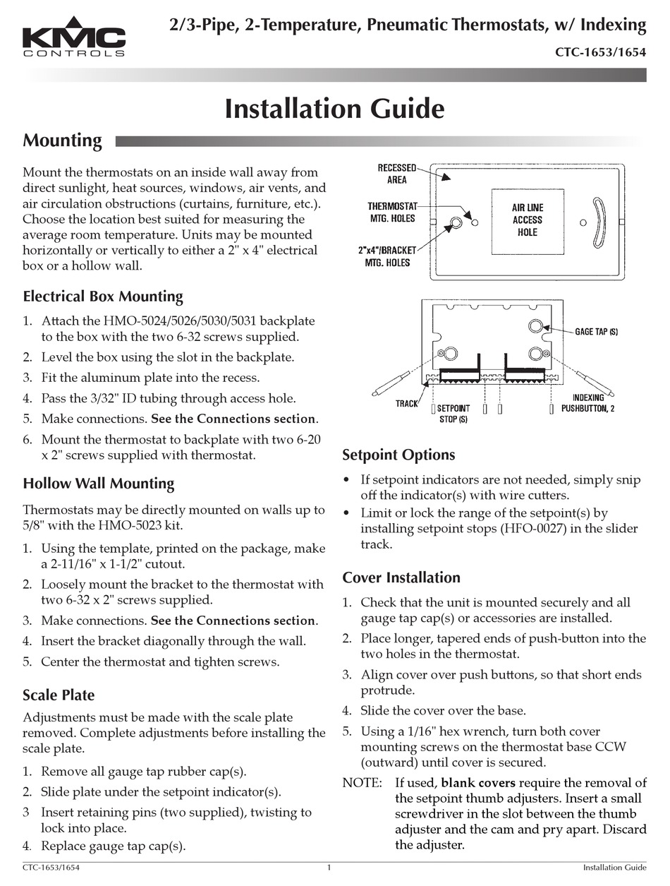 KMC CONTROLS CTC-1653 INSTALLATION MANUAL Pdf Download | ManualsLib