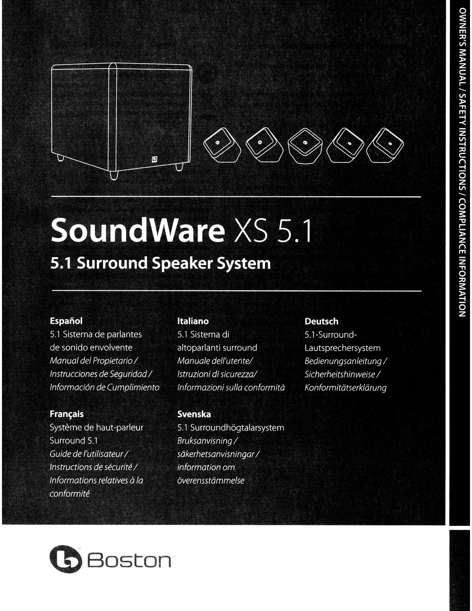 Boston Soundware Xs 5 1 Owner S Manual Pdf Download Manualslib