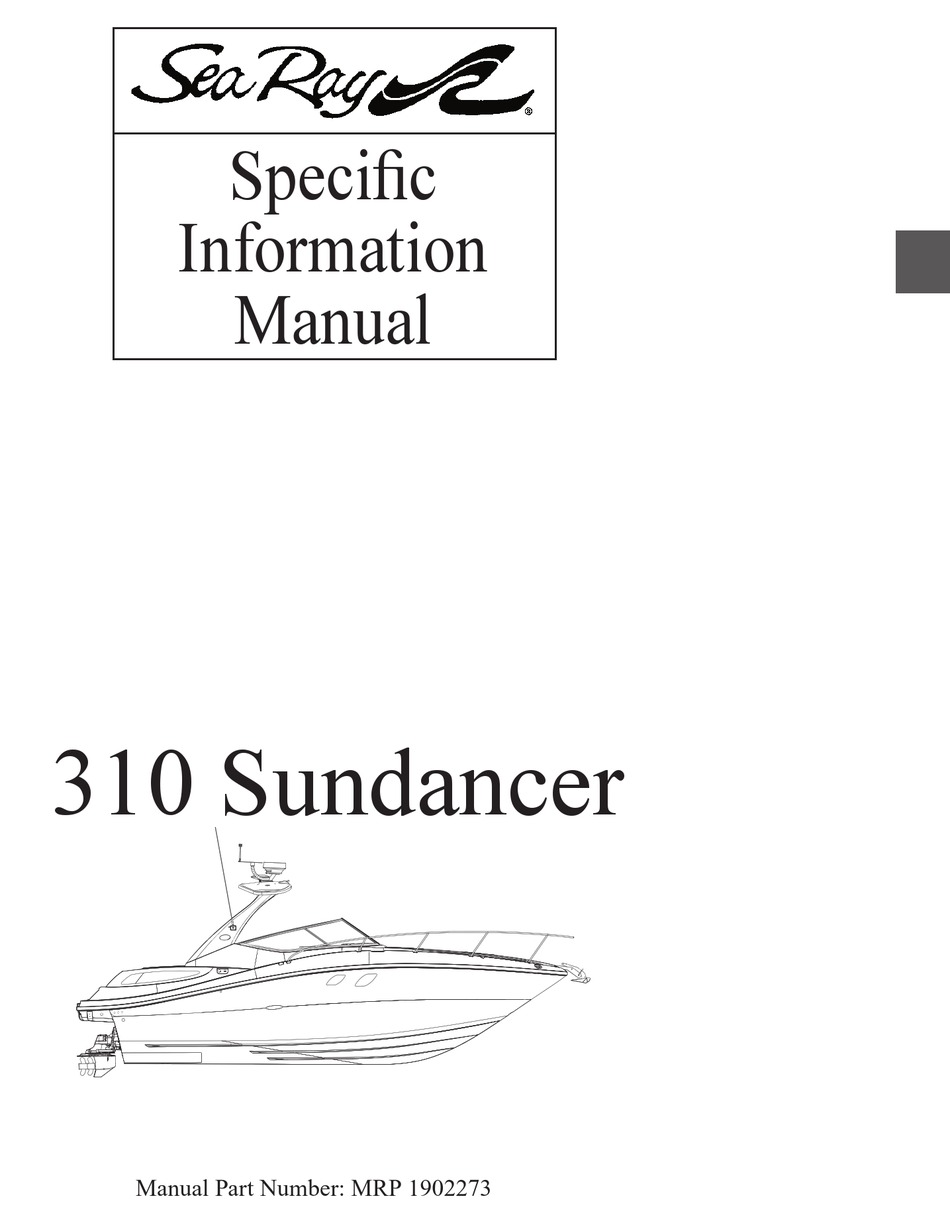 Sea Ray 310 Sundancer Specific Information Manual Pdf Download Manualslib