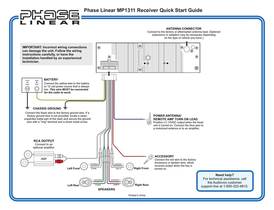 PHASE LINEAR MP1311 QUICK START MANUAL Pdf Download | ManualsLib