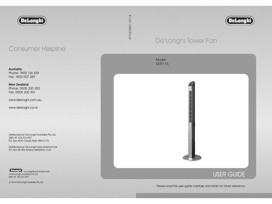 DELONGHI DETF115 USER MANUAL Pdf Download ManualsLib