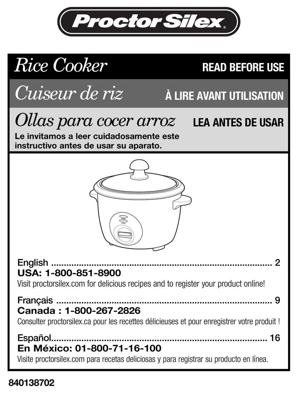 proctor silex rice cooker 37533 manual