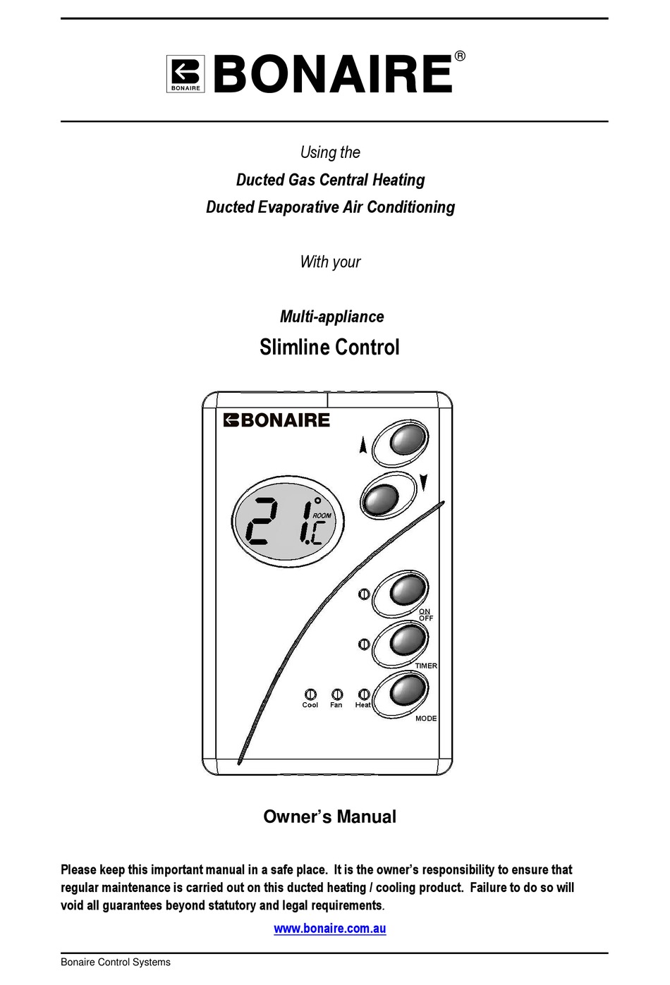 BONAIRE SLIMLINE OWNER'S MANUAL Pdf Download ManualsLib