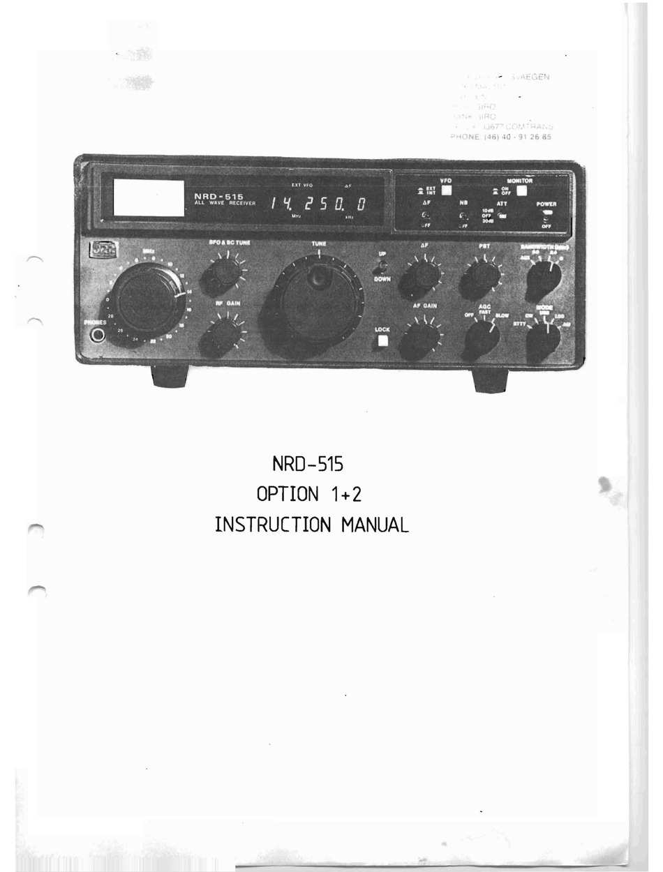 JRC NRD-515 INSTRUCTION MANUAL Pdf Download | ManualsLib