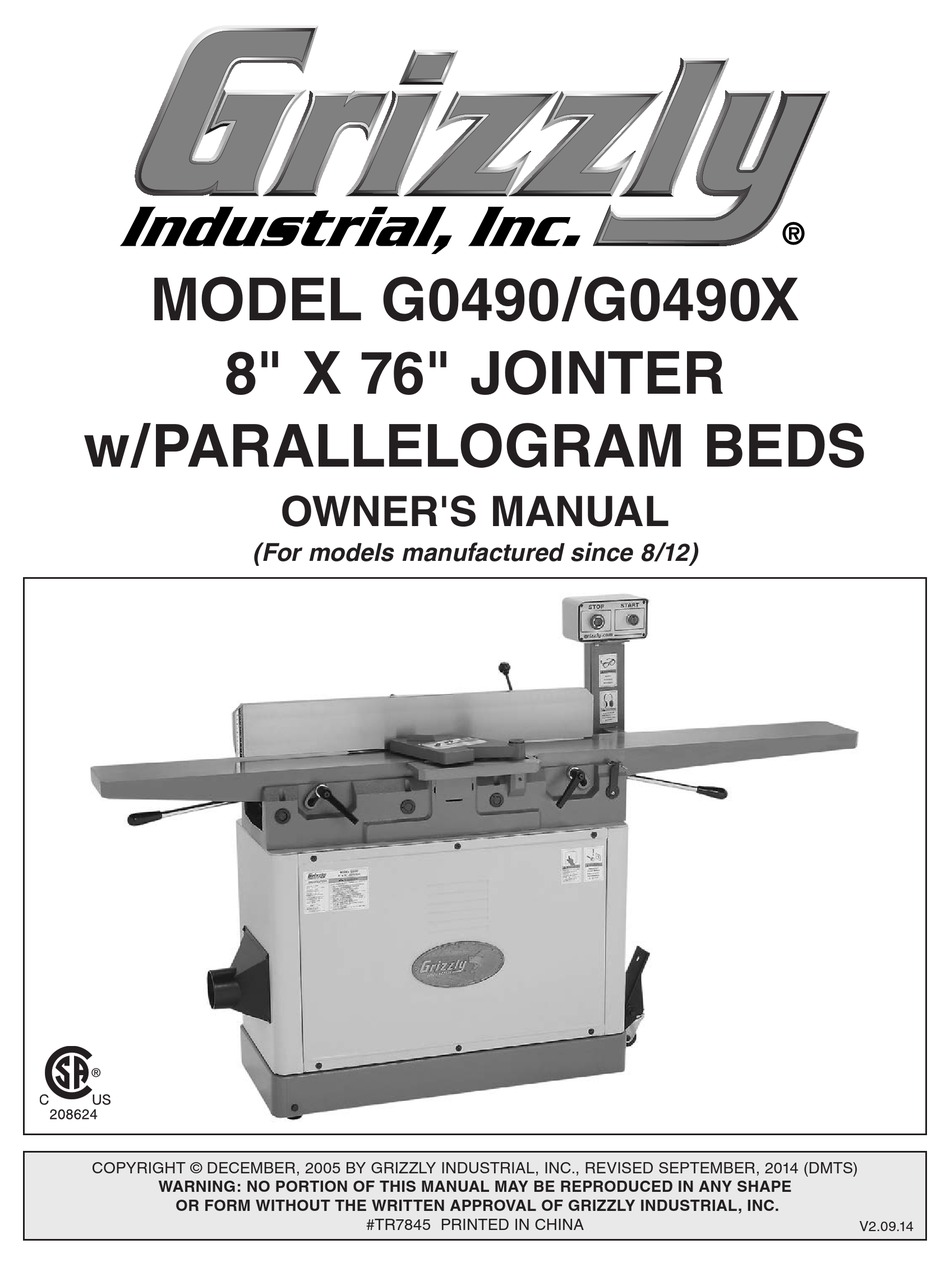 GRIZZLY G0490 OWNER'S MANUAL Pdf Download ManualsLib