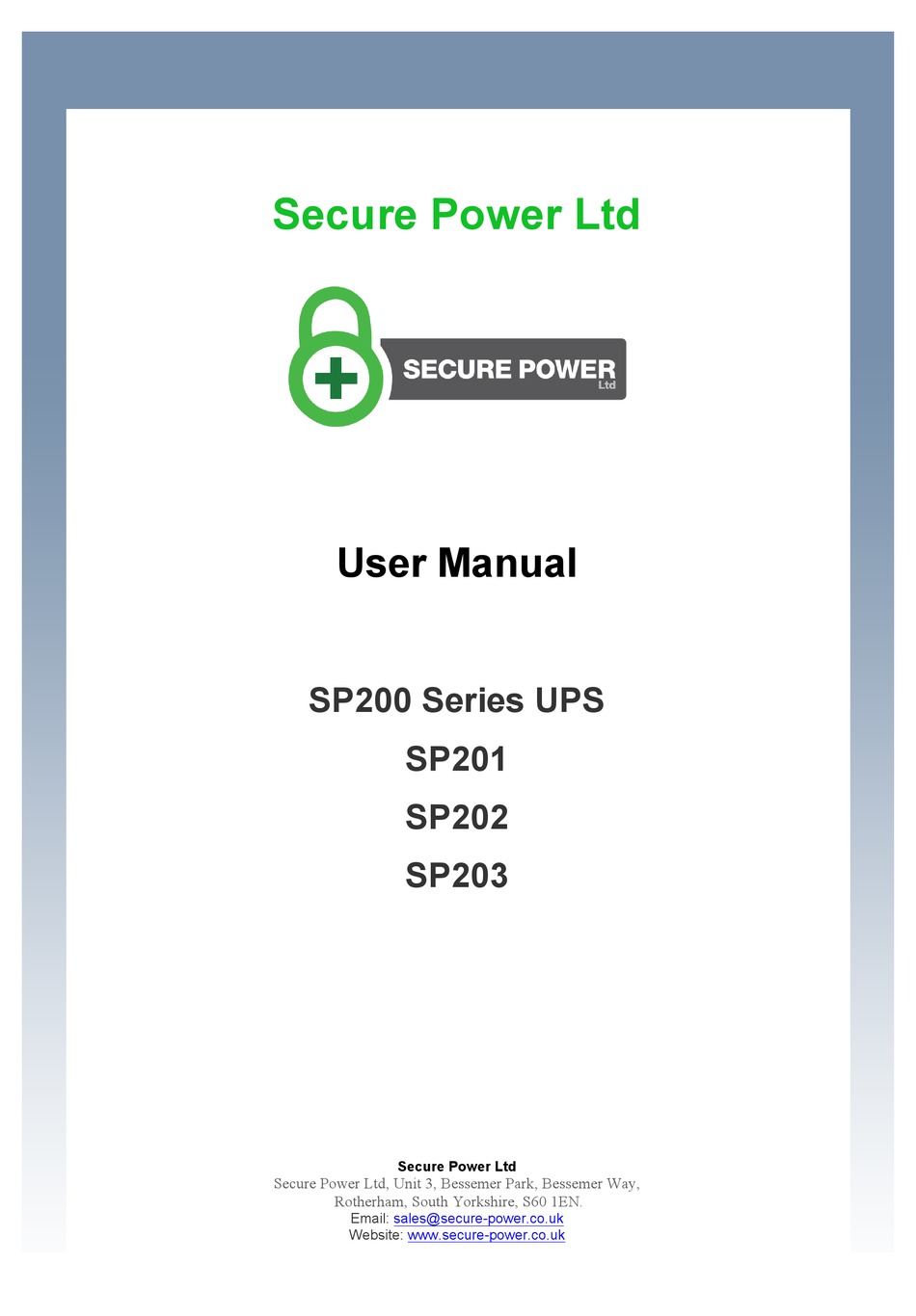 SECURE POWER SP201 USER MANUAL Pdf Download ManualsLib