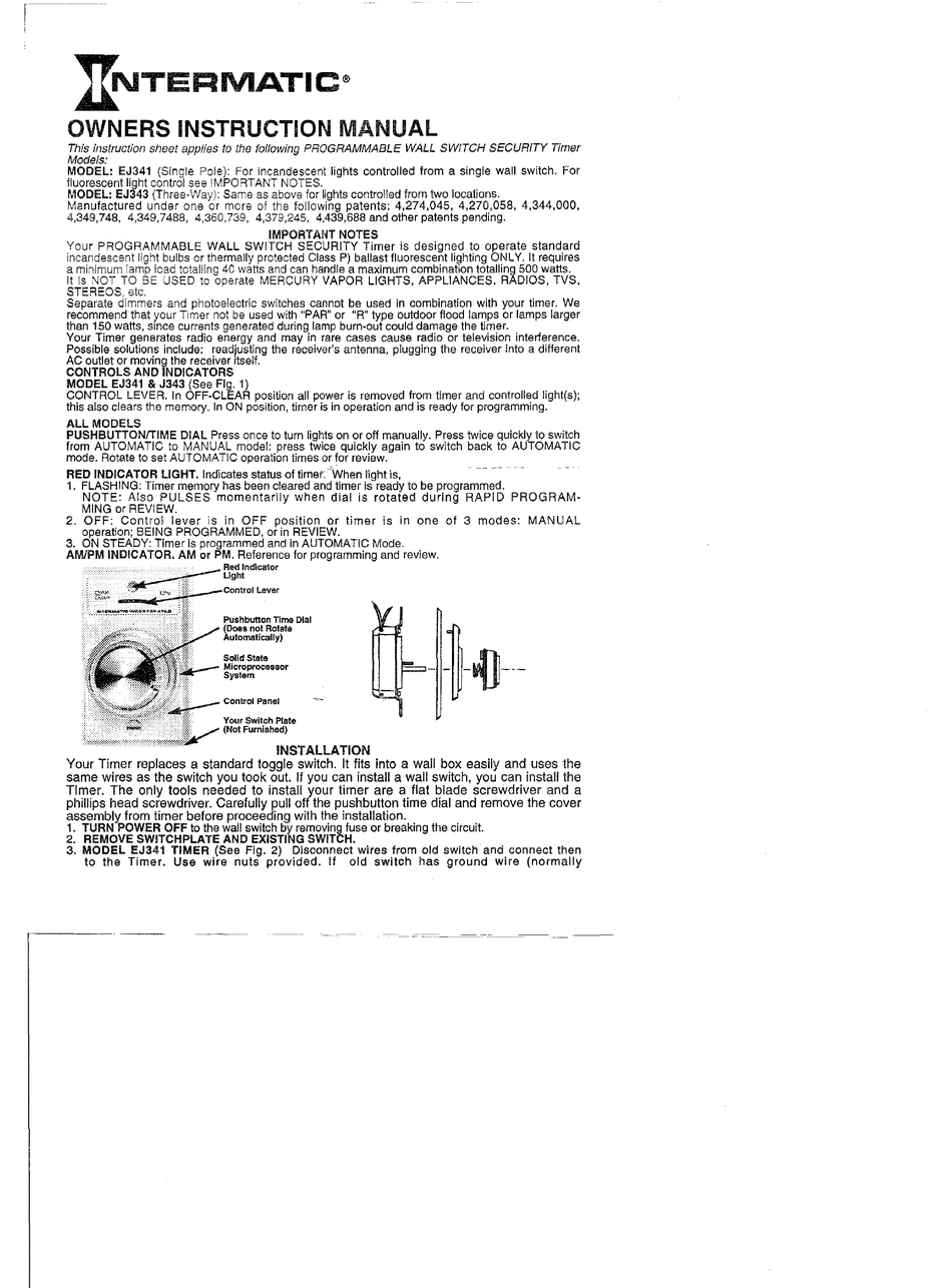 Intermatic Ej341 Instruction Manual Pdf Download Manualslib