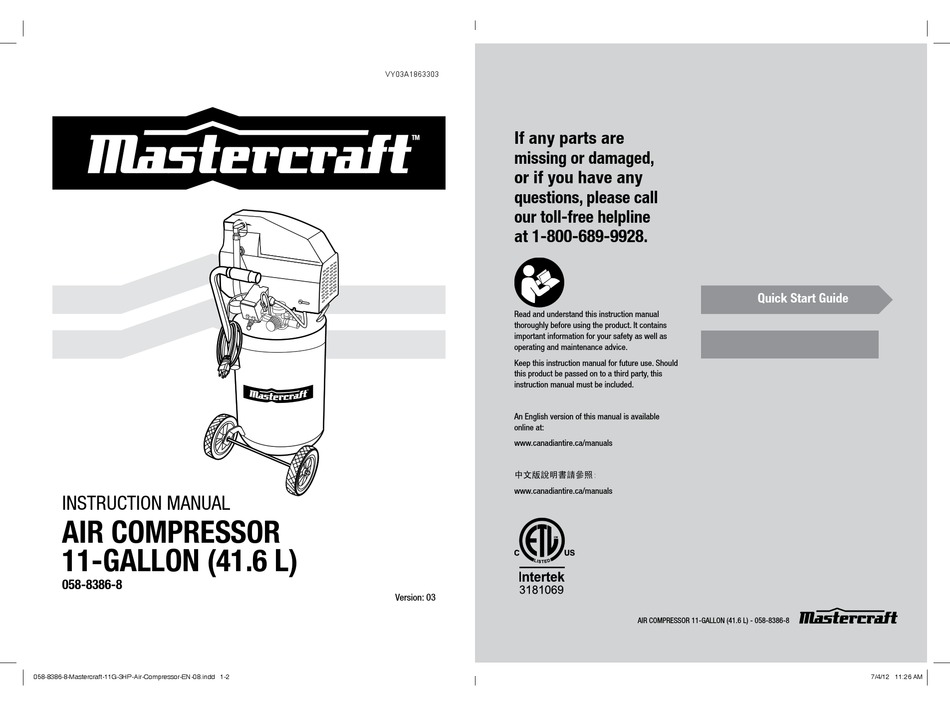 MASTERCRAFT 05883868 INSTRUCTION MANUAL Pdf Download ManualsLib
