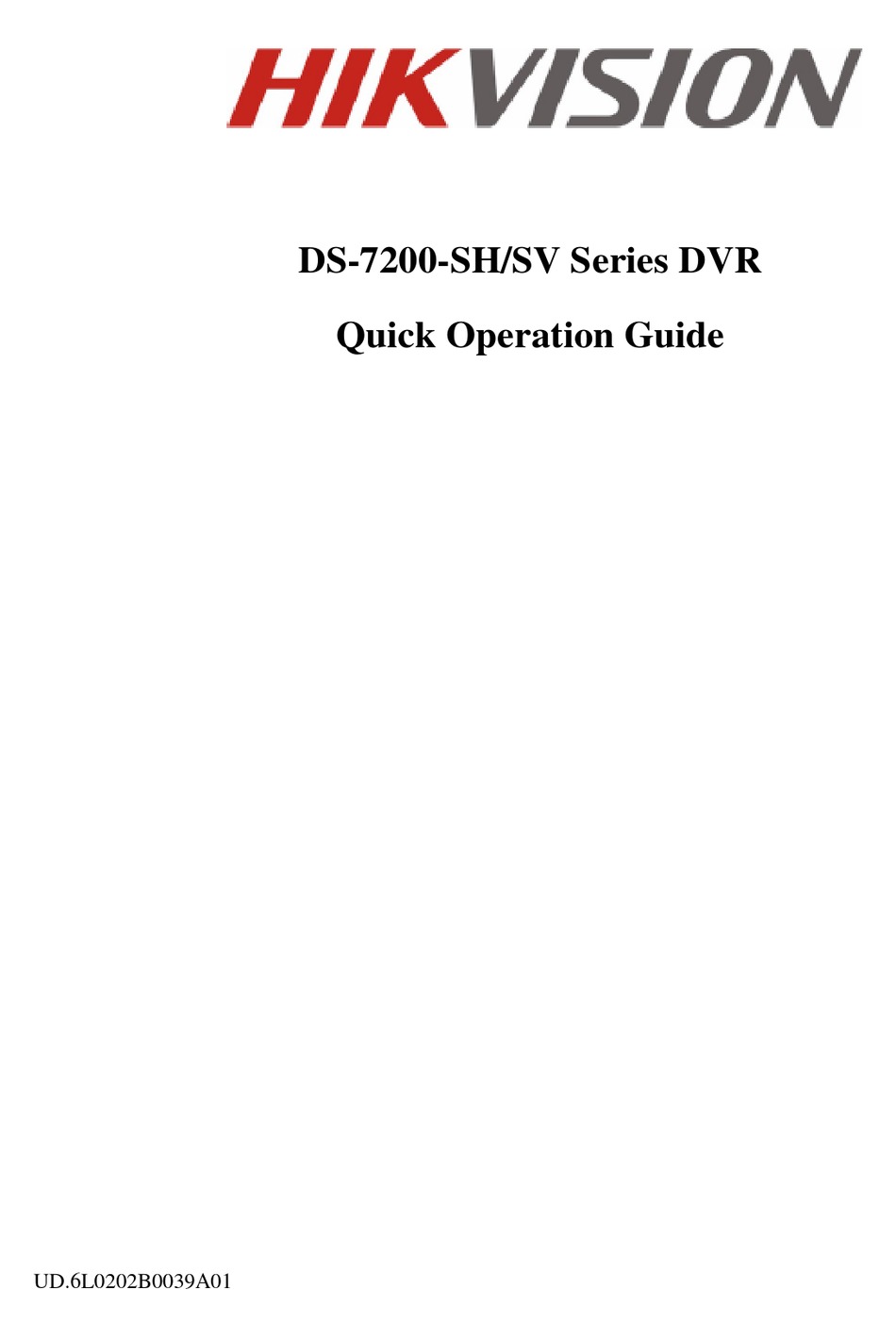 HIKVISION DS7200SH QUICK OPERATION MANUAL Pdf Download ManualsLib