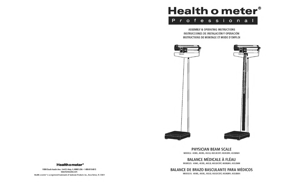 HEALTH O METER 400KL ASSEMBLY & OPERATING INSTRUCTIONS Pdf Download