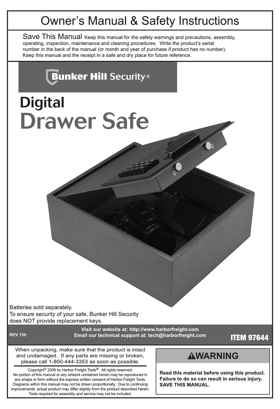 bunker hill digital safe 45891 manual