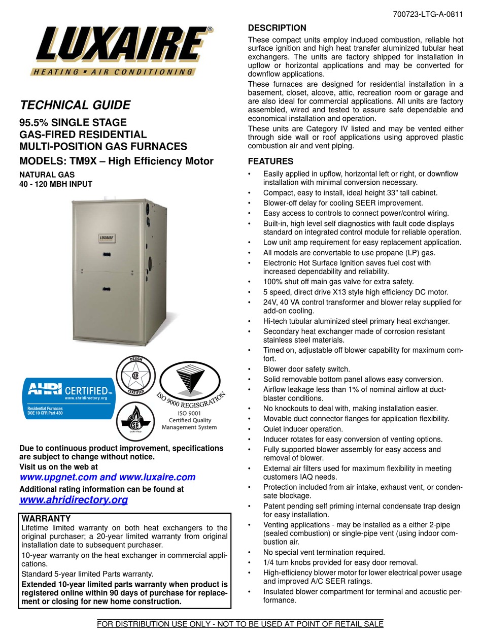 LUXAIRE TM9X TECHNICAL MANUAL Pdf Download ManualsLib