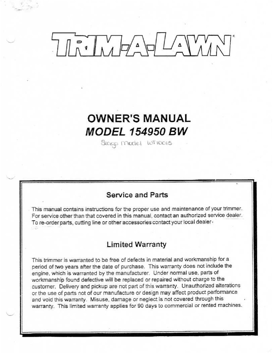 TRIMALAWN 154950 BW OWNER'S MANUAL Pdf Download ManualsLib