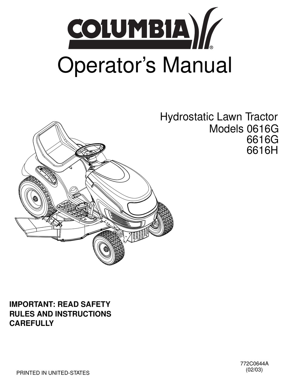 Columbia lawn tractor discount parts