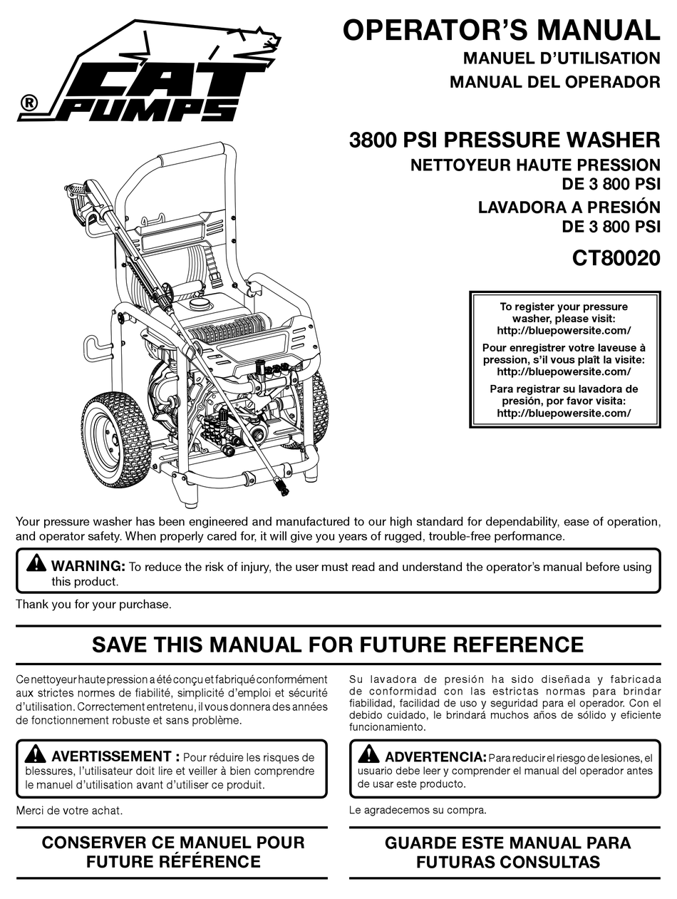 CAT PUMPS CT80020 OPERATOR'S MANUAL Pdf Download ManualsLib