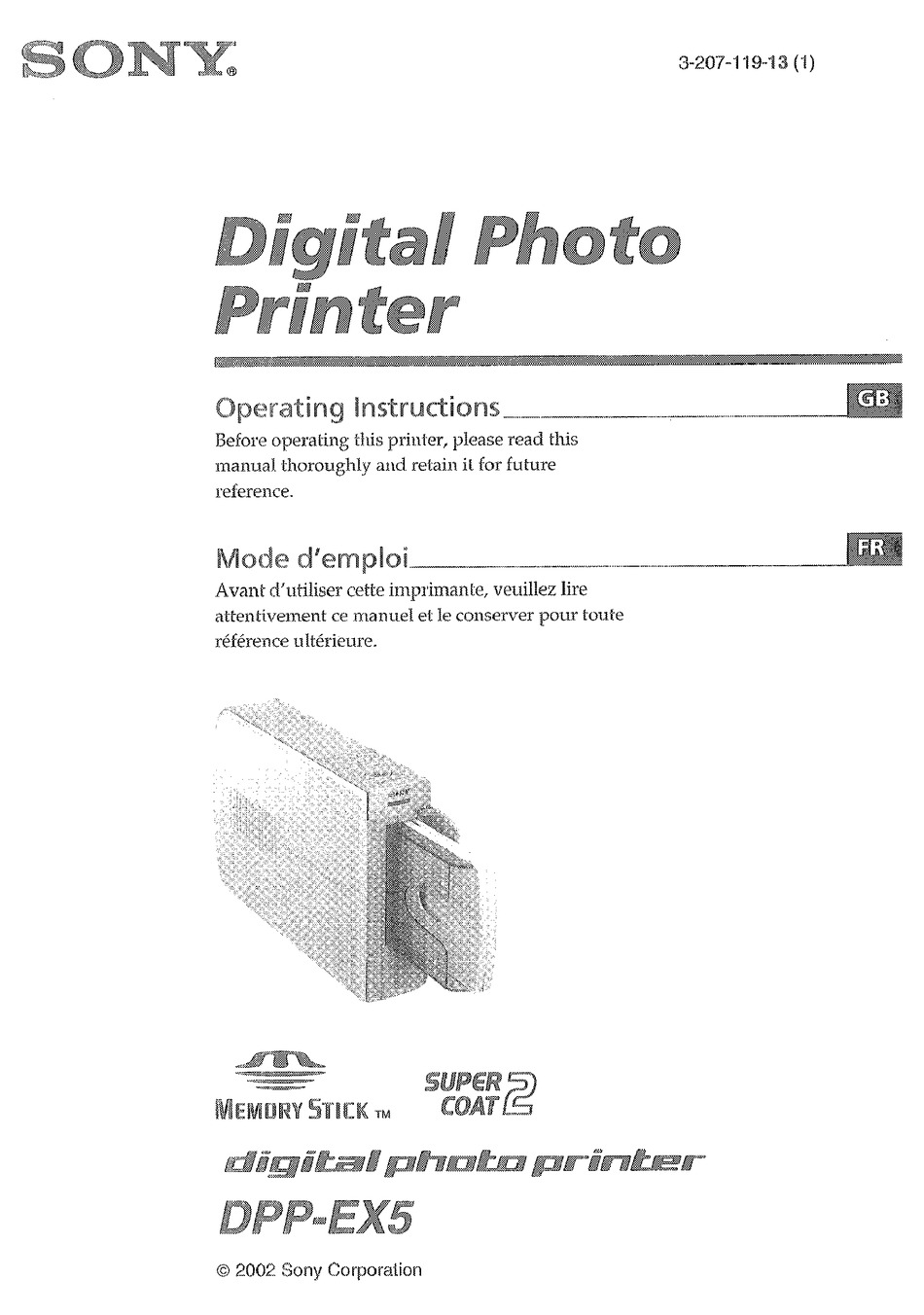 SONY DPP-EX5 OPERATING INSTRUCTIONS MANUAL Pdf Download | ManualsLib