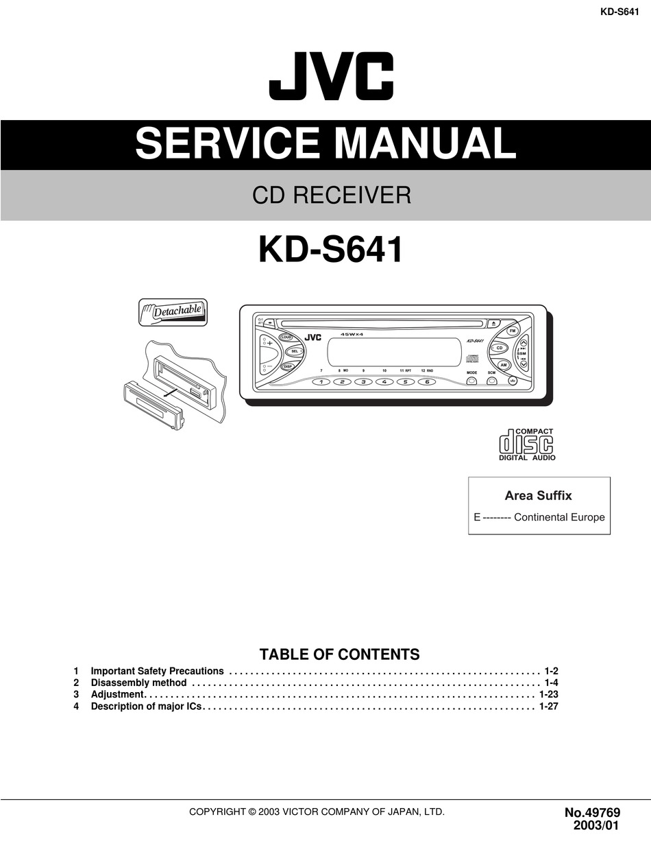 JVC KD-S641 SERVICE MANUAL Pdf Download | ManualsLib