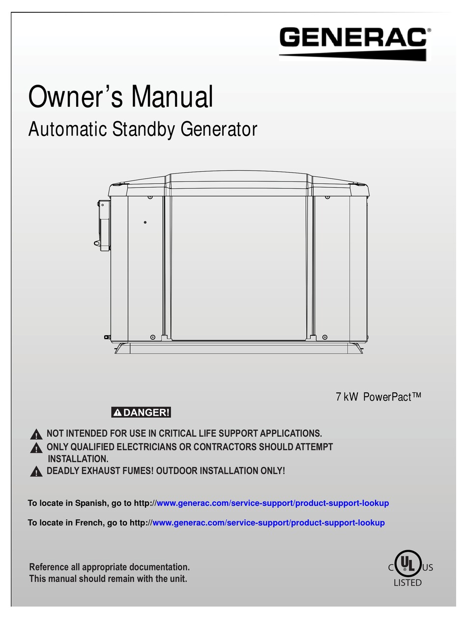 Generac Power Systems 7 Kw Powerpact Owner S Manual Pdf Download Manualslib