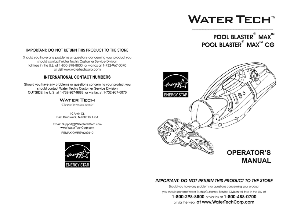 Water Tech Pool Blaster Max Operator S Manual Pdf Download Manualslib