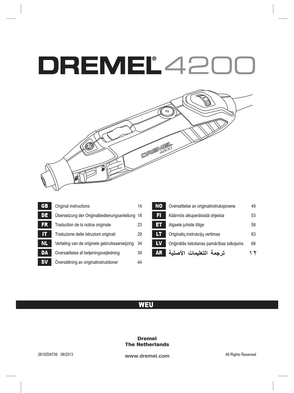 DREMEL 4200 ORIGINAL INSTRUCTIONS MANUAL Pdf Download ManualsLib