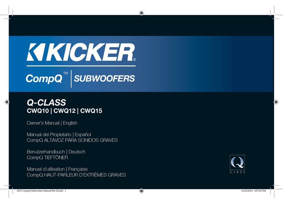 KICKER QCLASS CWQ10 OWNER'S MANUAL Pdf Download ManualsLib