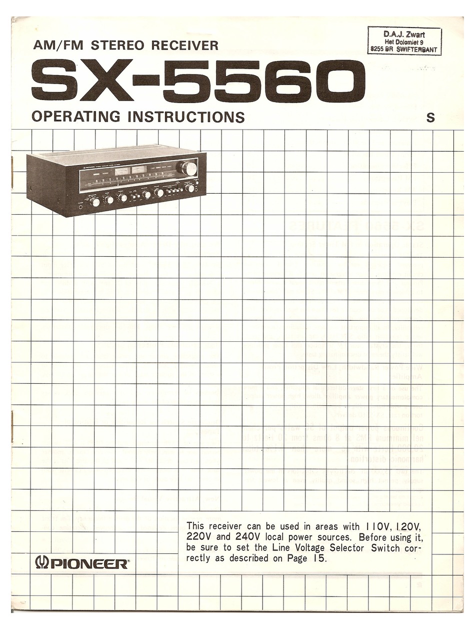 Pioneer Sx 5560 Operating Instructions Manual Pdf Download Manualslib