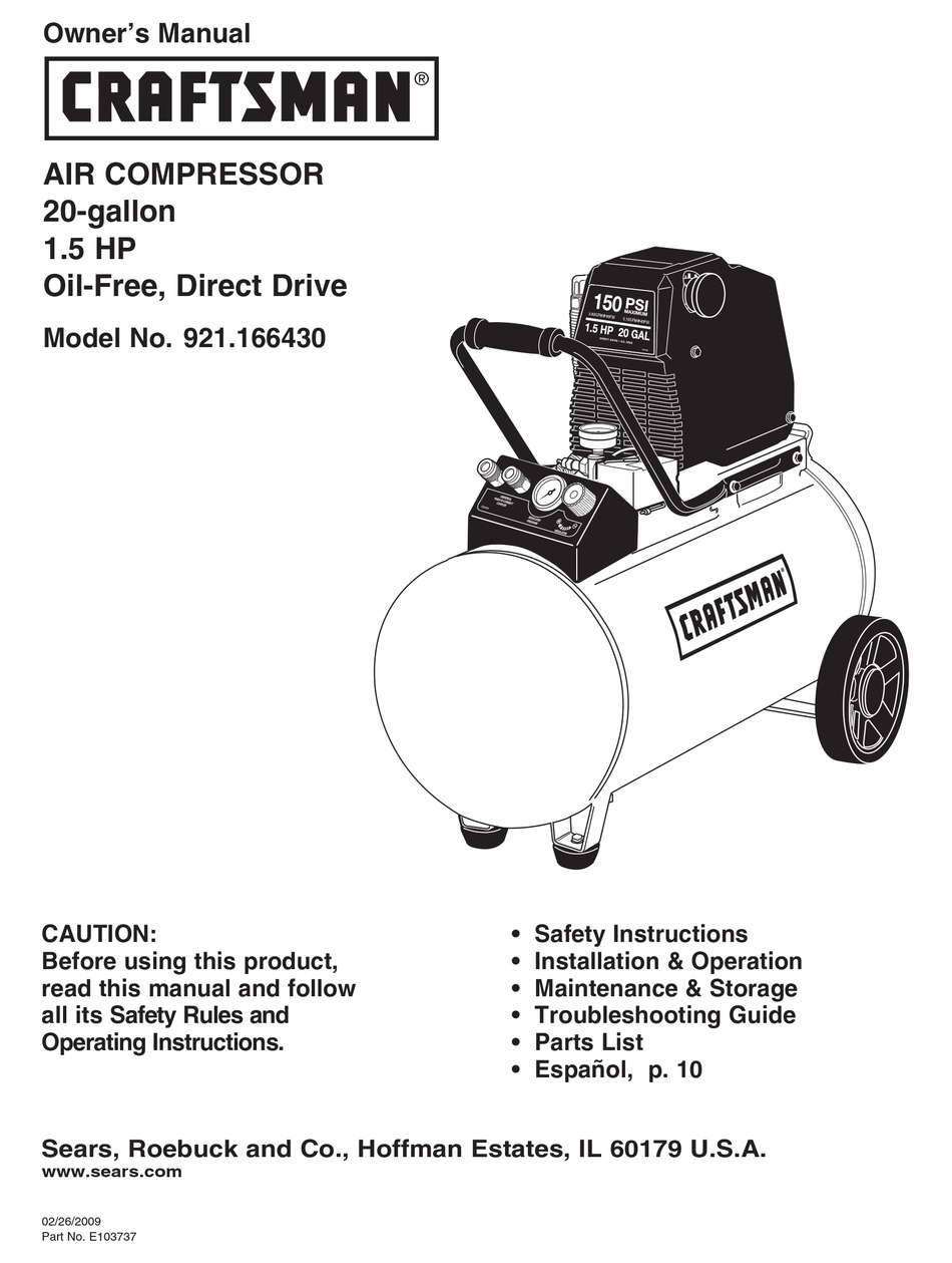 CRAFTSMAN 921.166430 OWNER'S MANUAL Pdf Download | ManualsLib