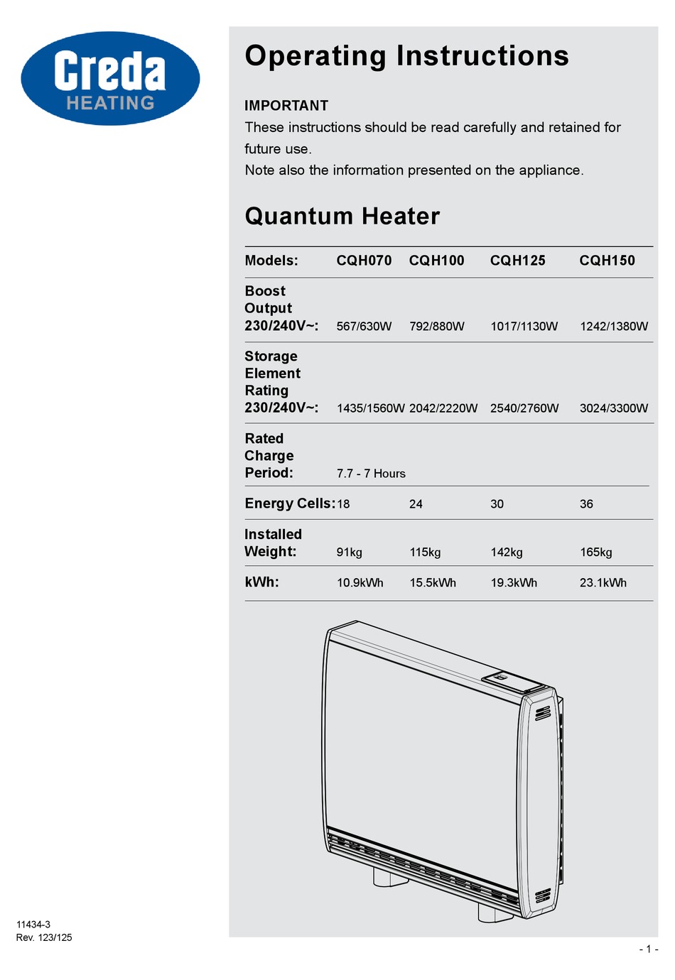 CREDA CQH070 OPERATING INSTRUCTIONS MANUAL Pdf Download ManualsLib