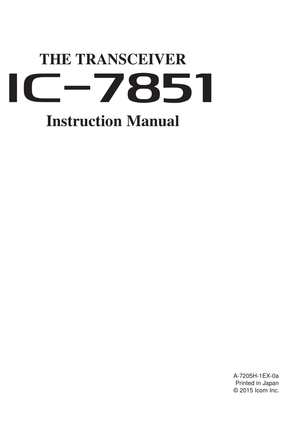Protective Covers & Full Color! IC-7851 Instruction manual Icom IC-7850 