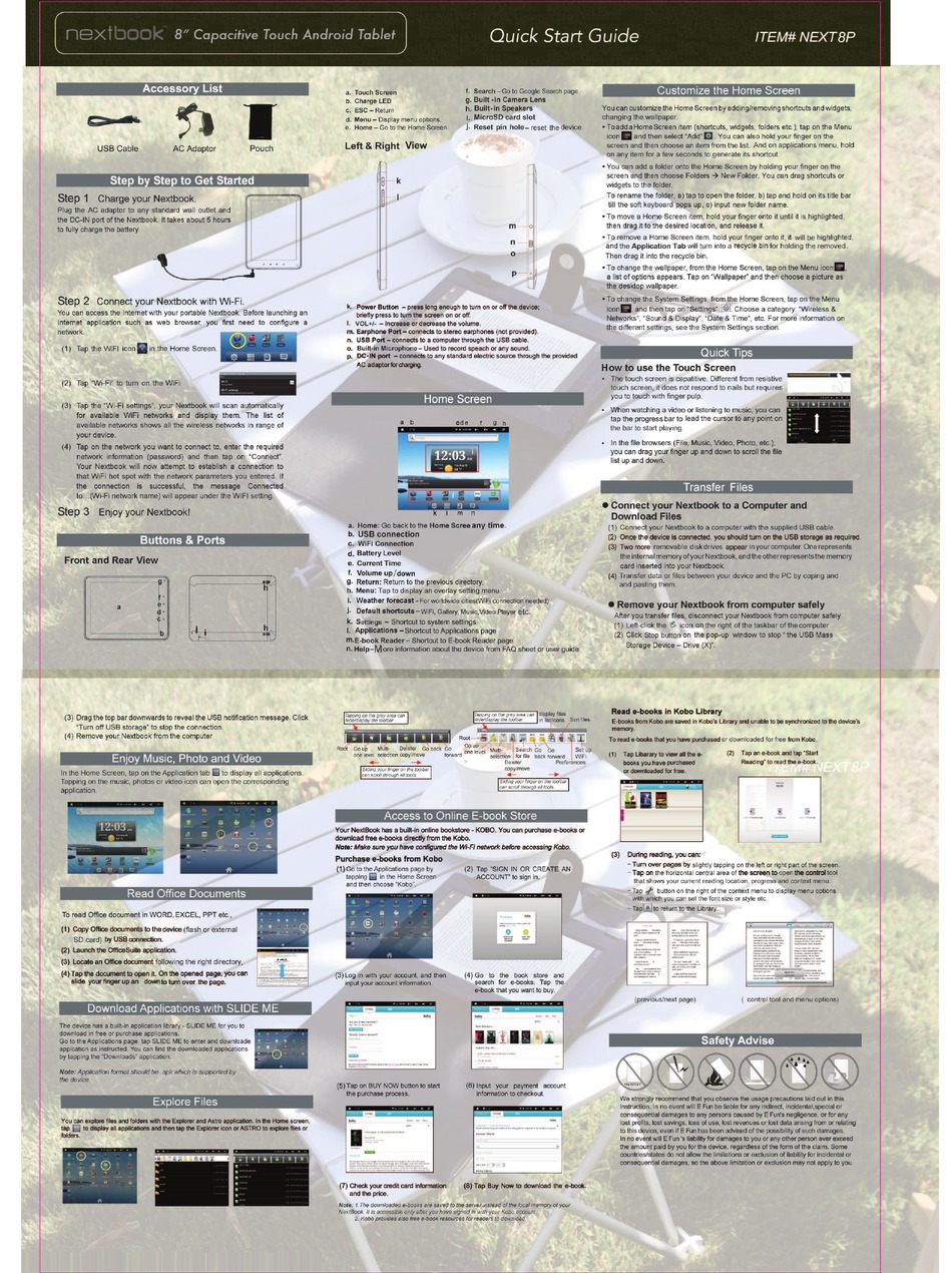 NEXTBOOK NEXT8P QUICK START MANUAL Pdf Download | ManualsLib
