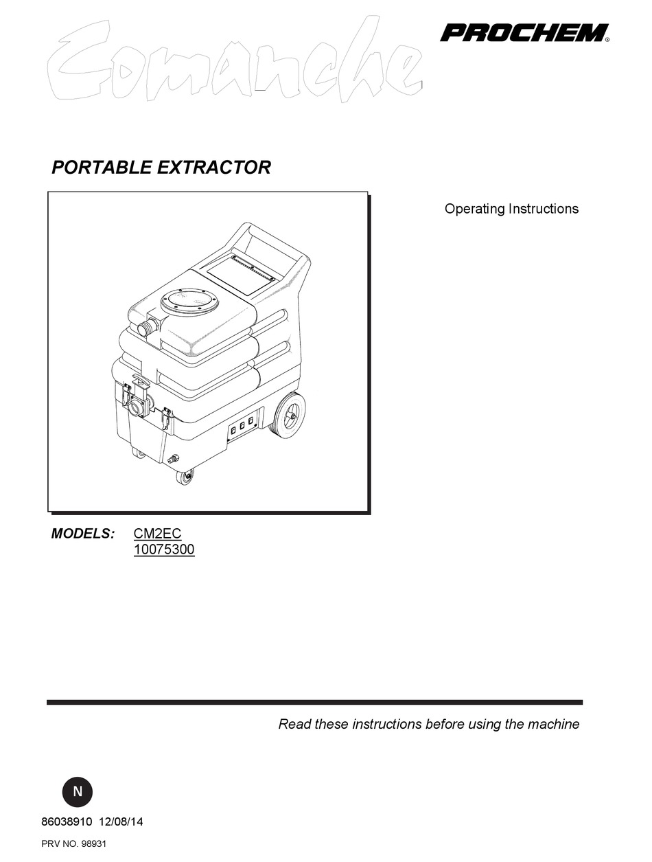 PROCHEM COMANCHE OPERATION MANUAL Pdf Download | ManualsLib