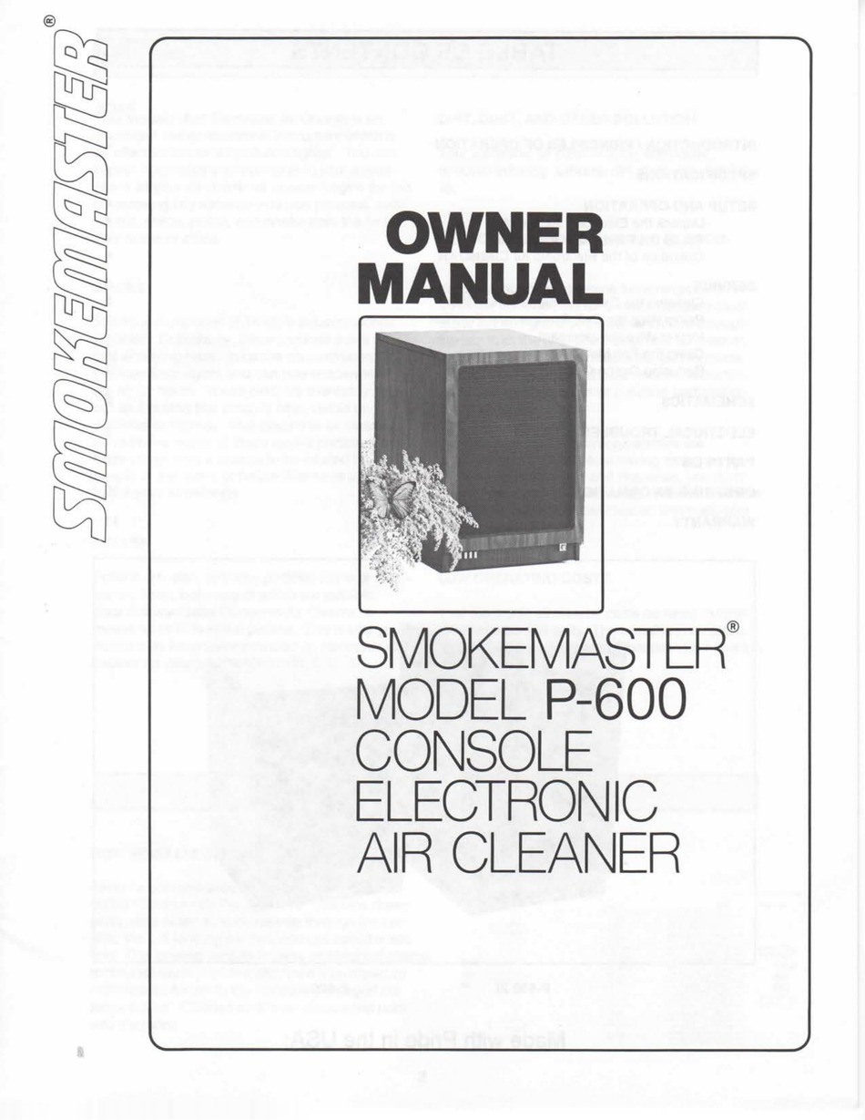 SMOKEMASTER P600 OWNER'S MANUAL Pdf Download ManualsLib