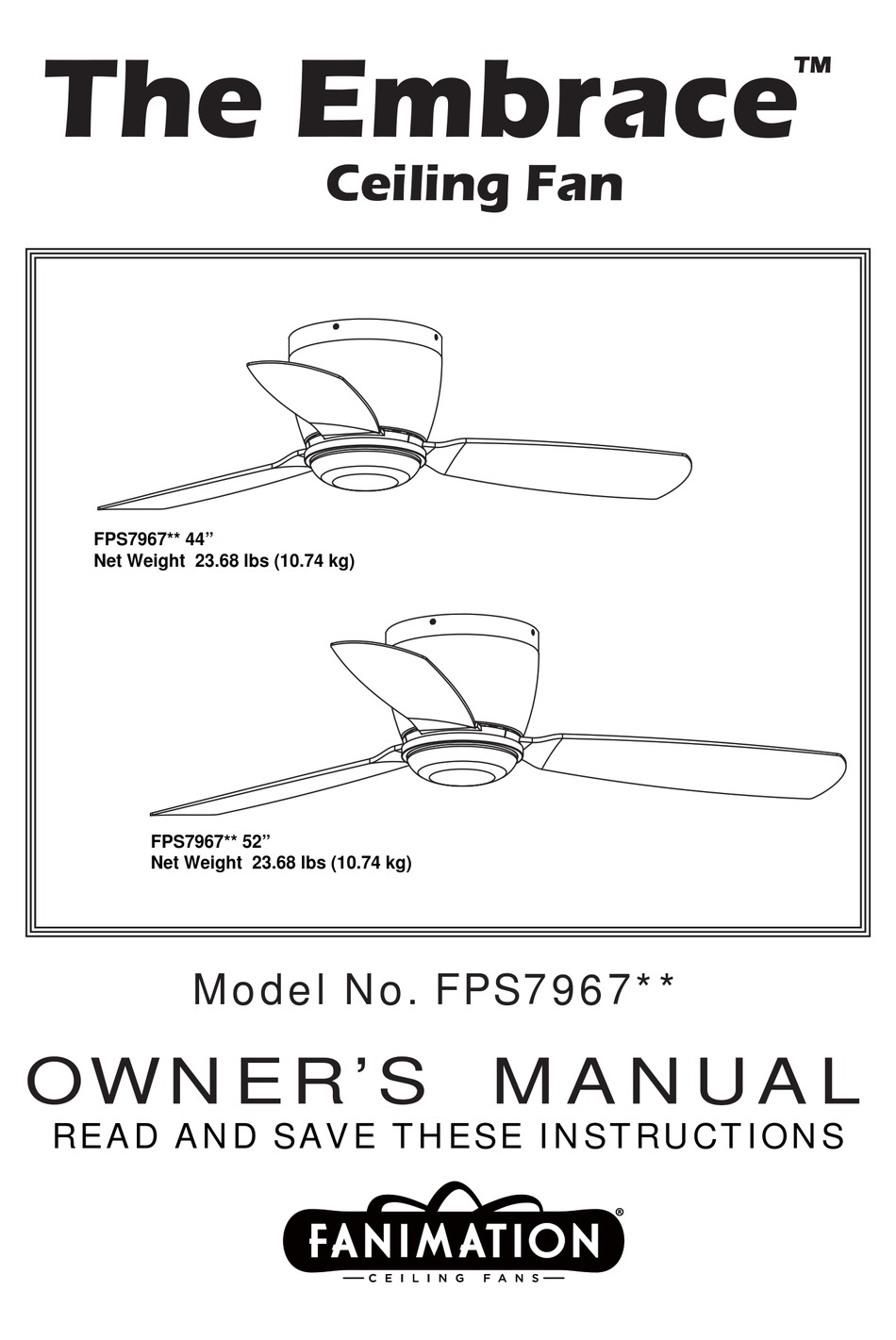 Fanimation The Embrace FPS7967 series 