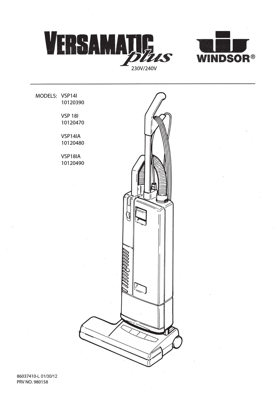 WINDSOR VERSAMATIC PLUS VSP14I USER MANUAL Pdf Download | ManualsLib