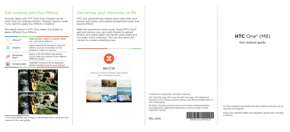 HTC ONE M8 GET STARTED MANUAL Pdf Download | ManualsLib