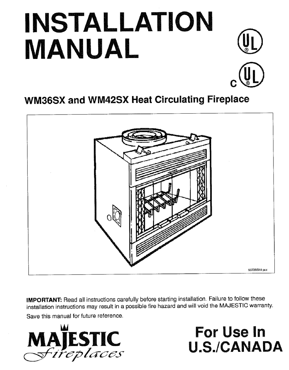 MAJESTIC FIREPLACES WM36SX INSTALLATION MANUAL Pdf Download | ManualsLib