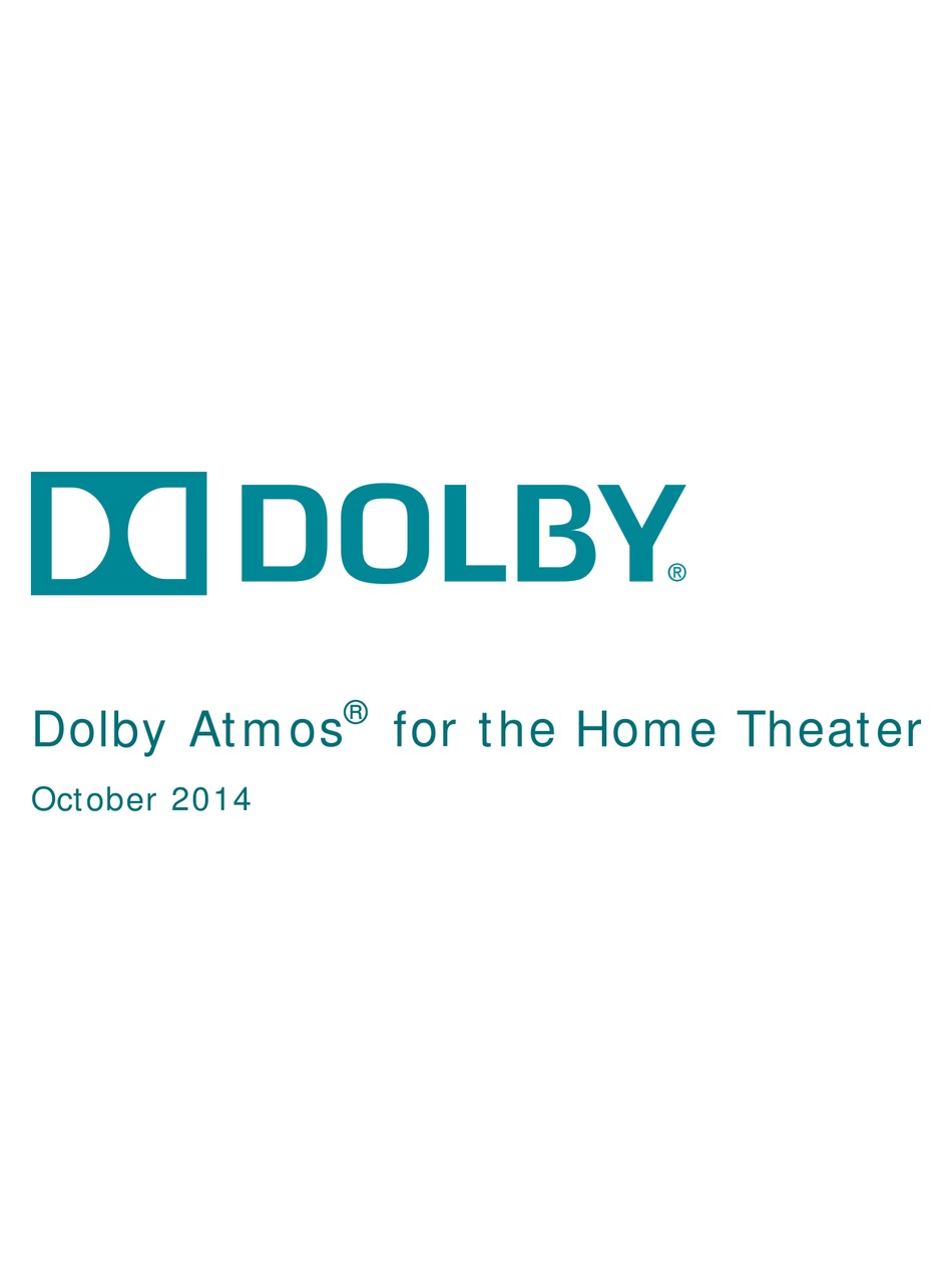 DOLBY LABORATORIES ATMOS USER MANUAL Pdf Download | ManualsLib