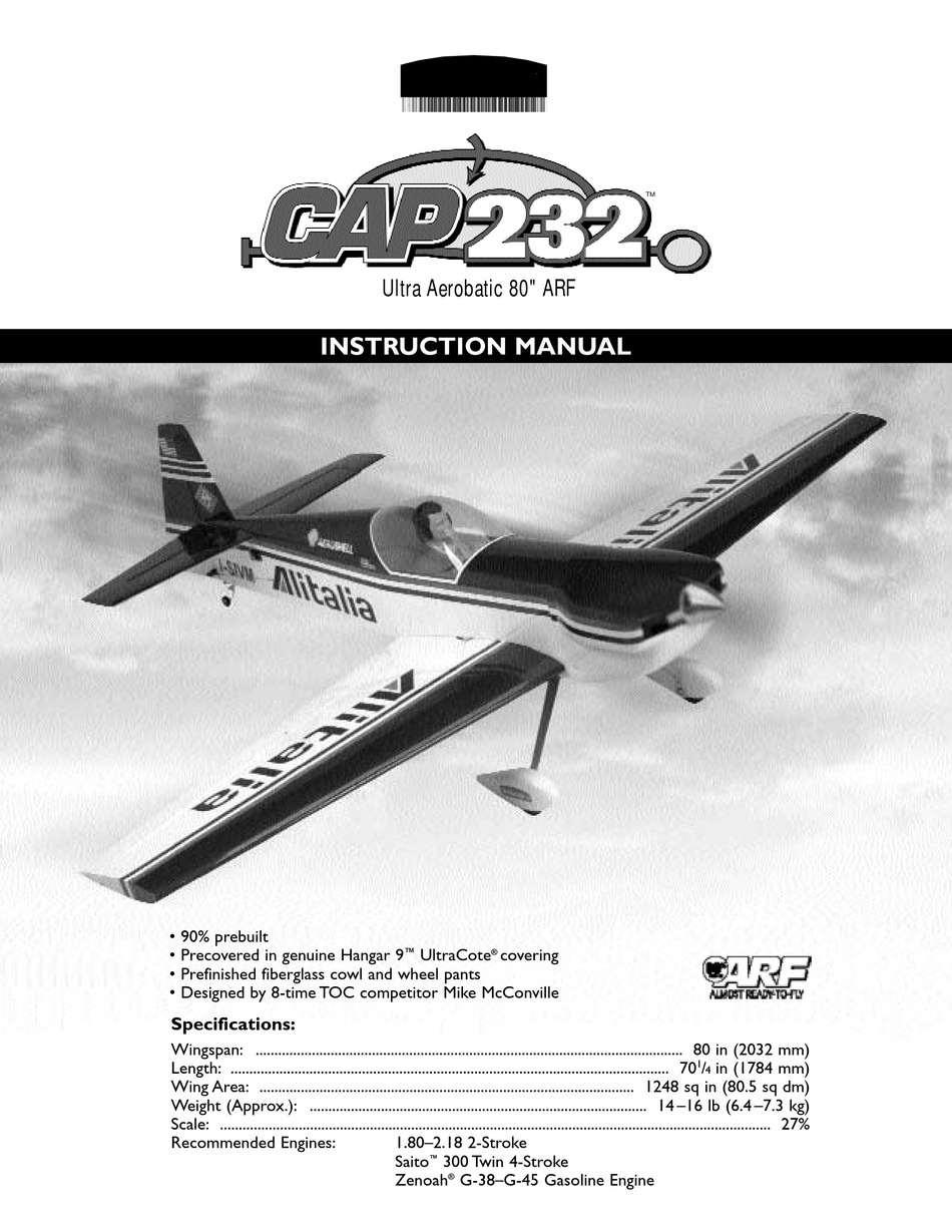 Hangar 9 80 Cap 232 Instruction Manual Pdf Download Manualslib