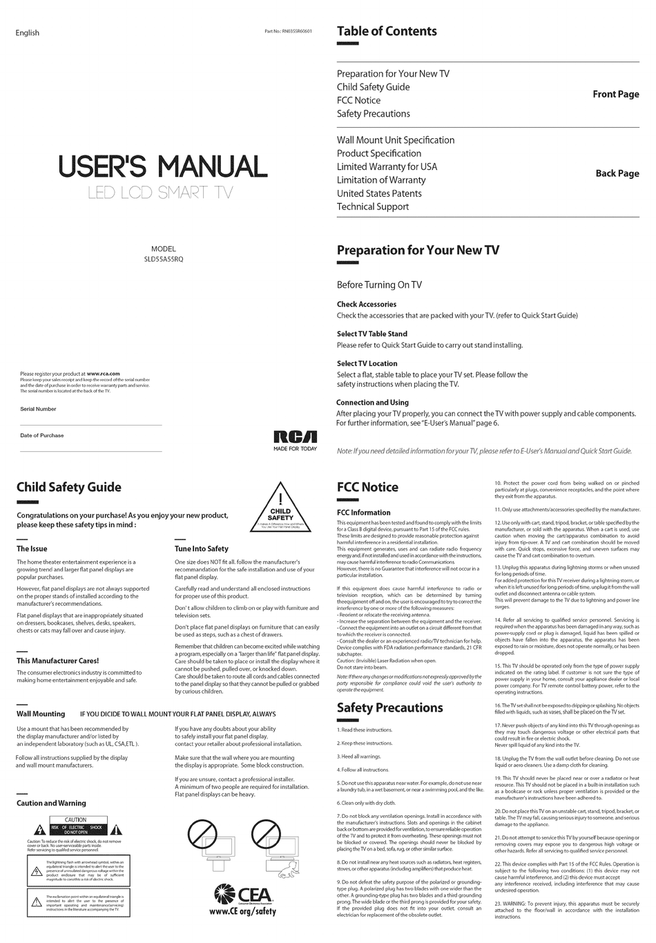 RCA SLD55A55RQ USER MANUAL Pdf Download | ManualsLib