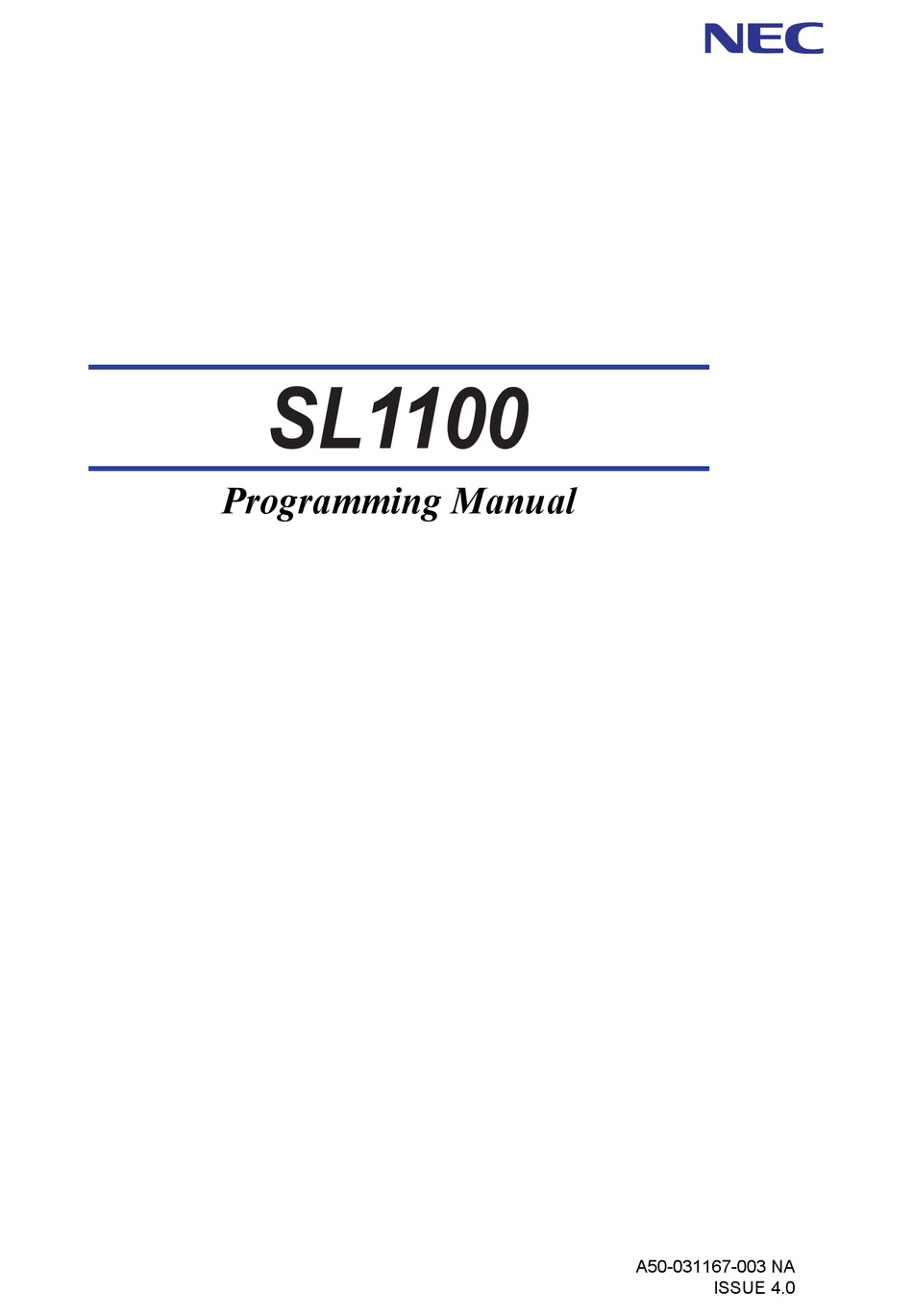 Nec Sl1100 Programming Manual Pdf Download Manualslib