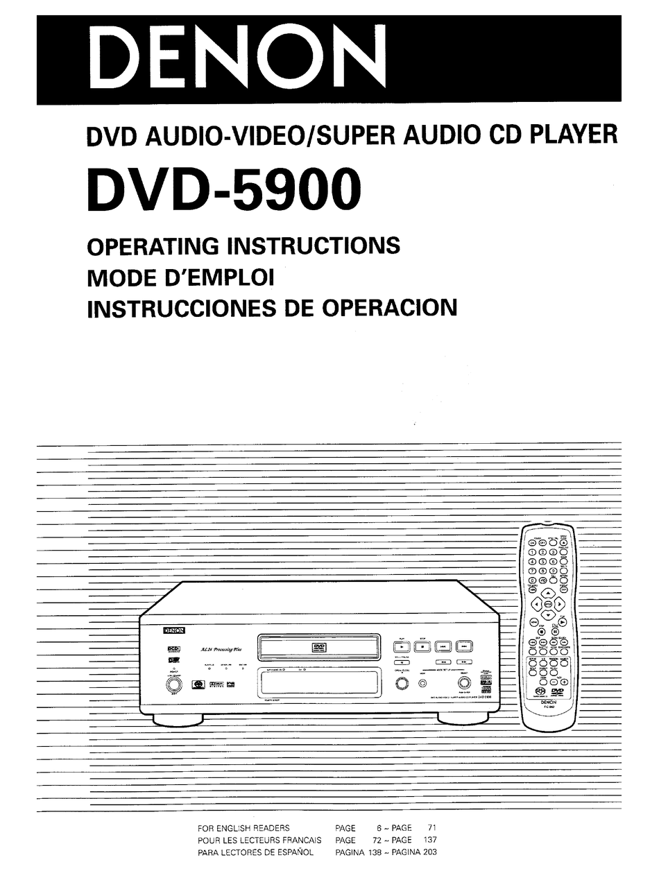Denon Dvd 5900 Operating Instructions Manual Pdf Download Manualslib