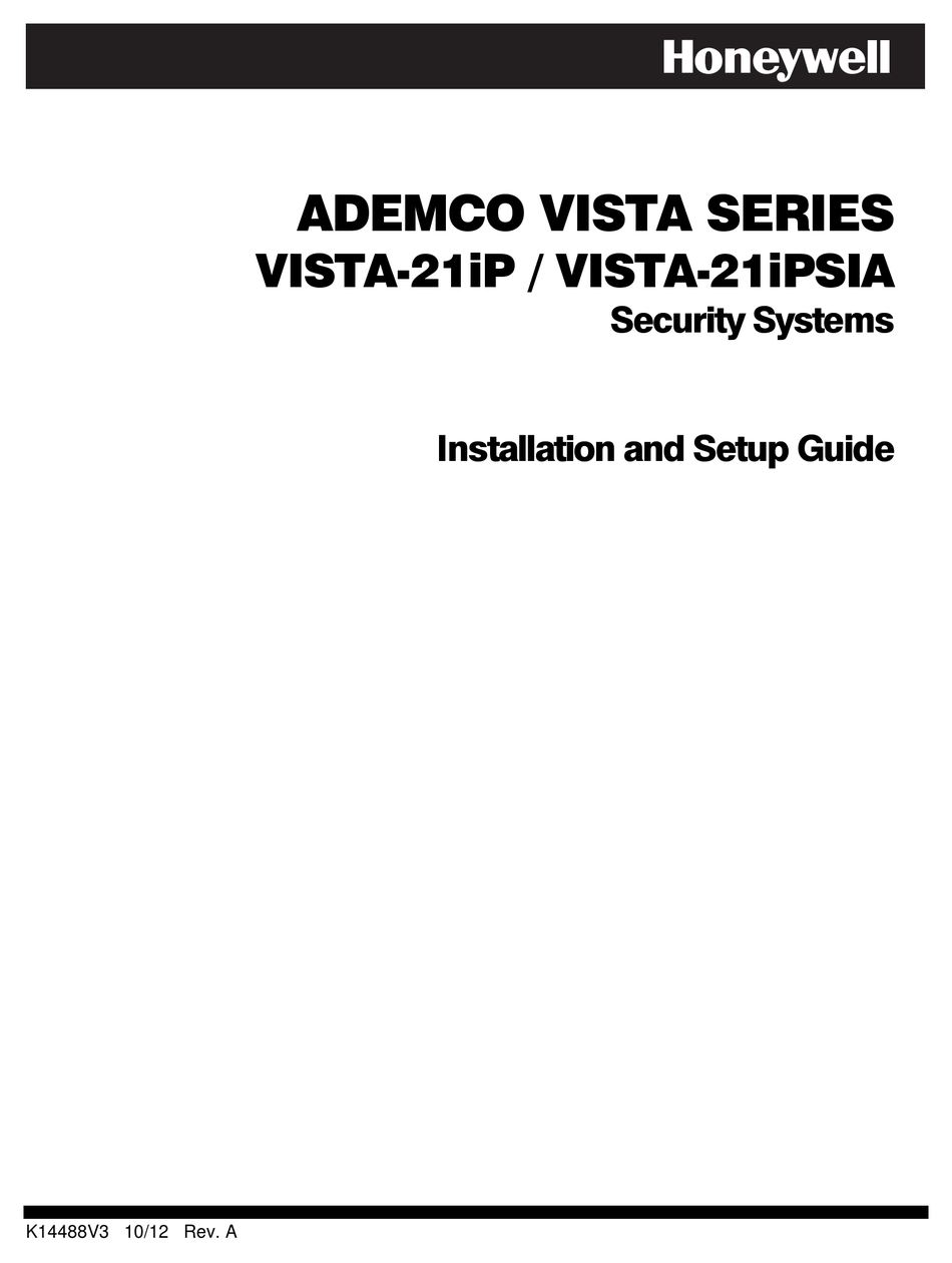 HONEYWELL ADEMCO VISTA SERIES VISTA-21IP INSTALLATION AND SETUP MANUAL