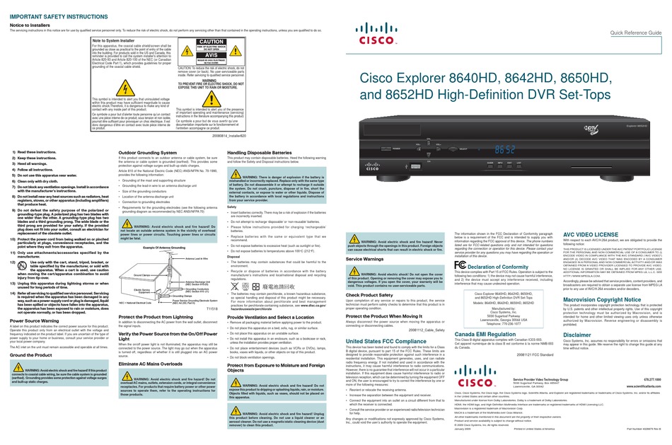 CISCO EXPLORER 8640HD QUICK REFERENCE MANUAL Pdf Download ManualsLib