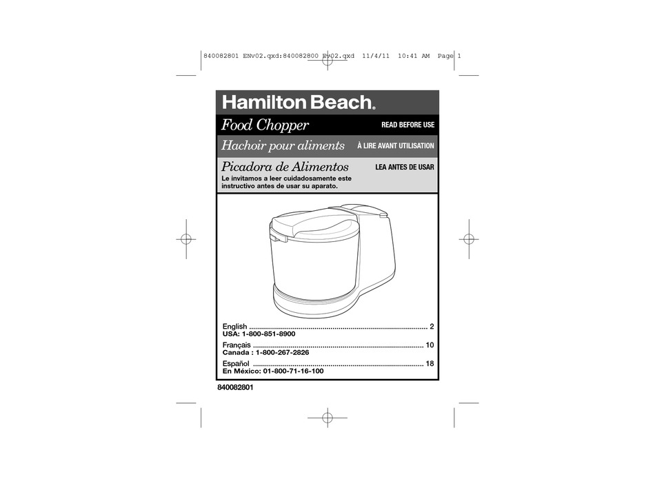 HAMILTON BEACH 72600 USER MANUAL Pdf Download | ManualsLib