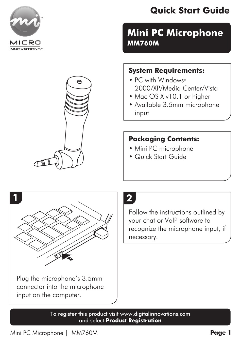MICRO INNOVATIONS MM760M QUICK START MANUAL Pdf Download ManualsLib