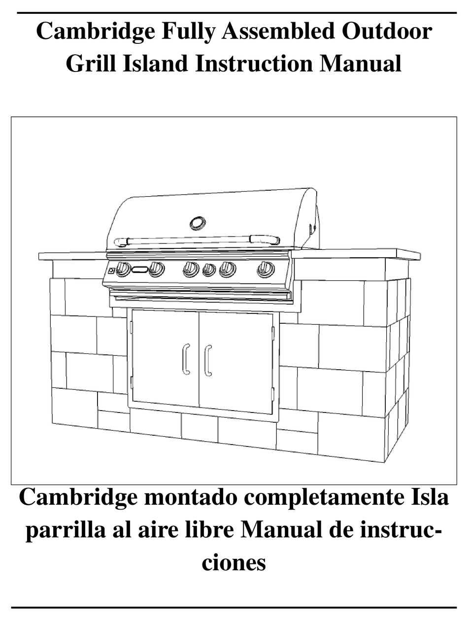 CAMBRIDGE FULLY ASSEMBLED OUTDOOR GRILL ISLAND INSTRUCTION MANUAL Pdf
